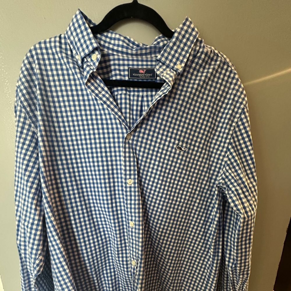 Vineyard vines classic fit Tucker shirt with whale blue/white XL